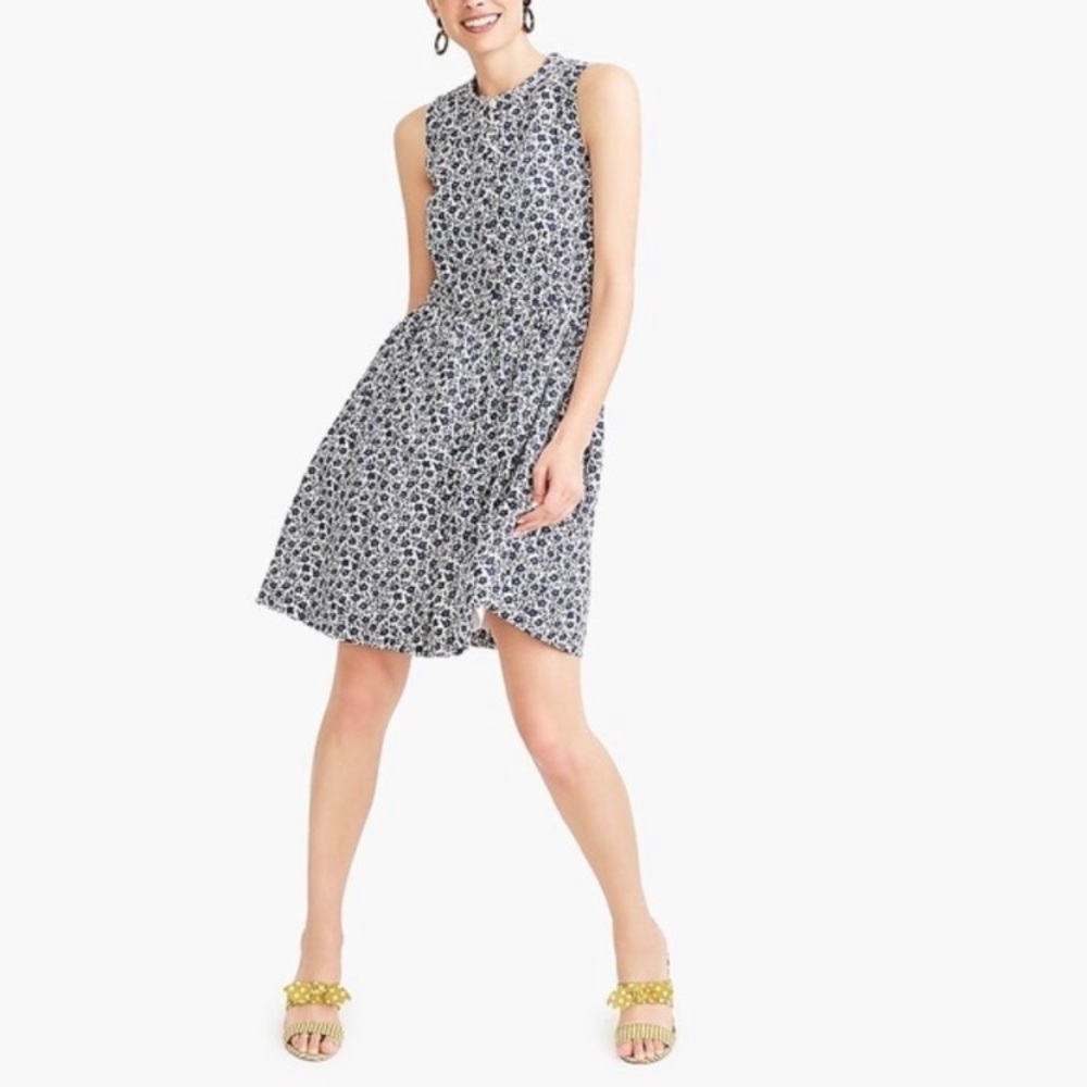 J. Crew Navy Floral Shirt Dress